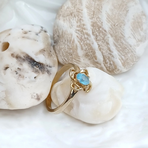 14K GE ESPO (Joseph Esposito) Gold Aquamarine Ring - Picture 4 of 9